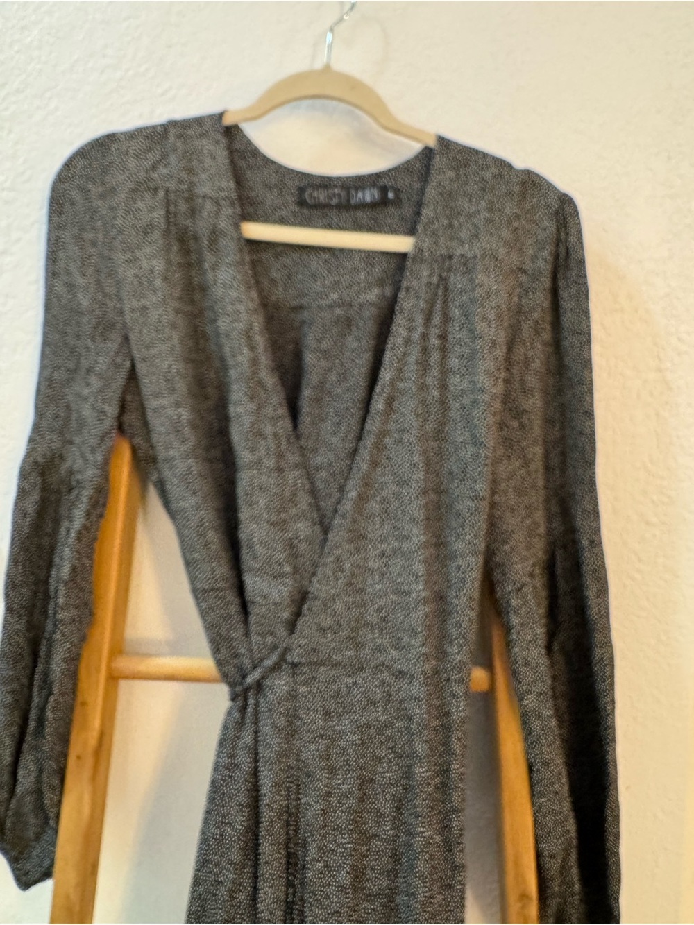 Christy Dawn Dark Heather Gray Long Sleeve Wrap Maxi Dress - Picture 6 of 15